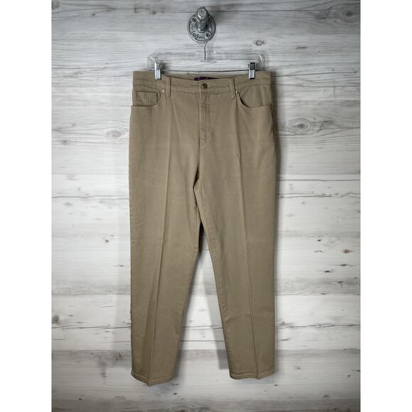 Gloria Vanderbilt Jeans Womens 14 Khaki Amanda Average Missy Stretch Twill Pants - Picture 1 of 14